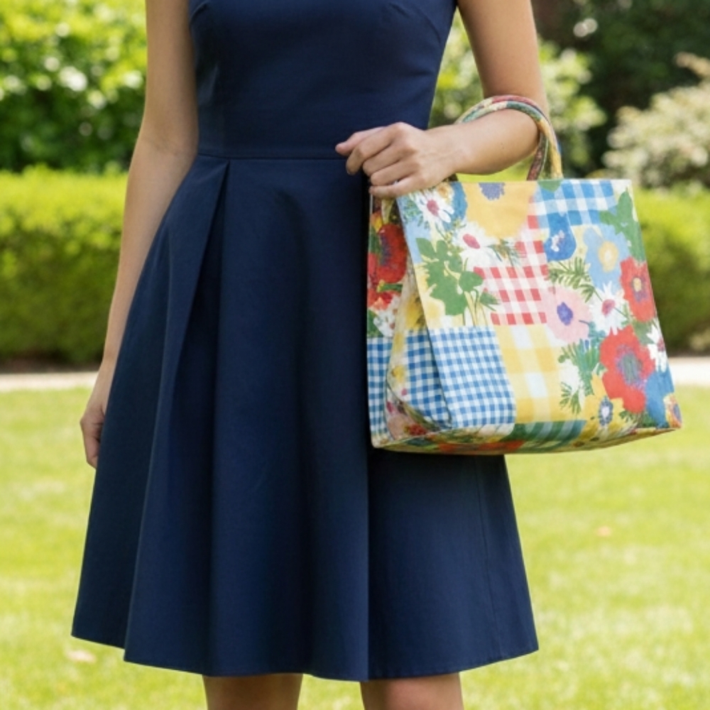 Vtg Margaret Smith Floral Patchwork Tote Bag - image 1